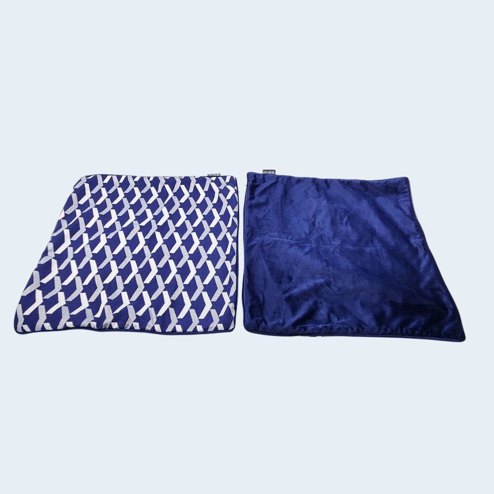 Casa Decor Blue Pillow Cover Pair 19x19 Modern Velvet + Cotton Blend Zip Closure
